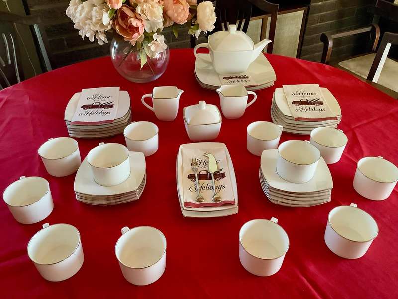 Mikasa Couture Platinum Bone China Tea Set  Full 30-Piece Collection (Unused, Pristine Condition)