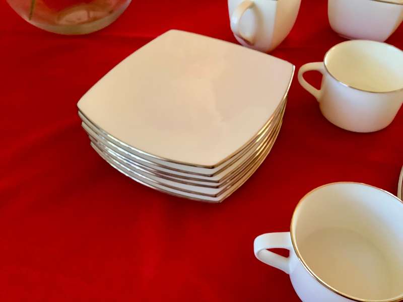 Mikasa Couture Platinum Bone China Tea Set  Full 30-Piece Collection (Unused, Pristine Condition)