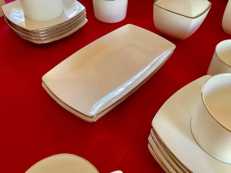 Mikasa Couture Platinum Bone China Tea Set  Full 30-Piece Collection (Unused, Pristine Condition)
