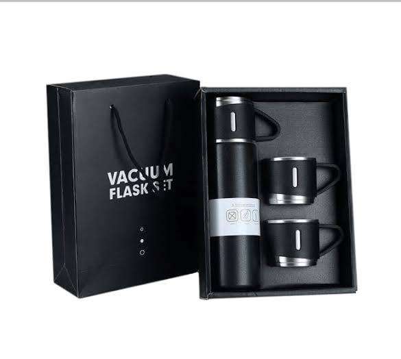 500ml Stainless Steel Vacuum Flask Gift Set with 3 Mugs