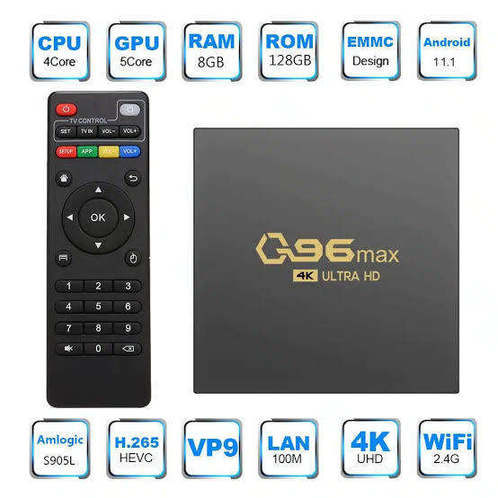Q96 4K Ultra HD TV Box (32 GB, Amlogic S905L)