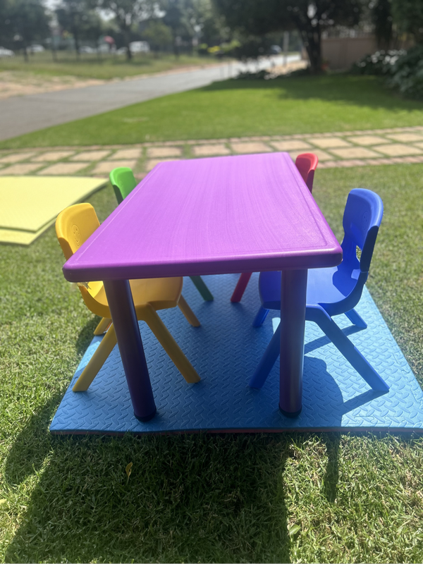 Colorful Kids Table & Chair Set with Matching Mat  Fun & Functional!