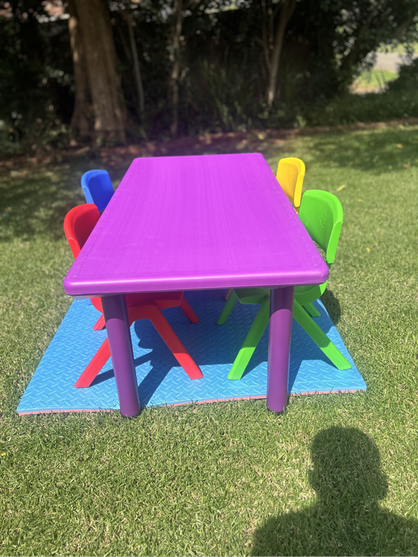 Colorful Kids Table & Chair Set with Matching Mat  Fun & Functional!