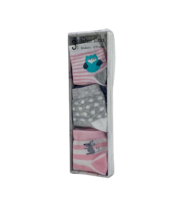 3 pack infant socks - owl