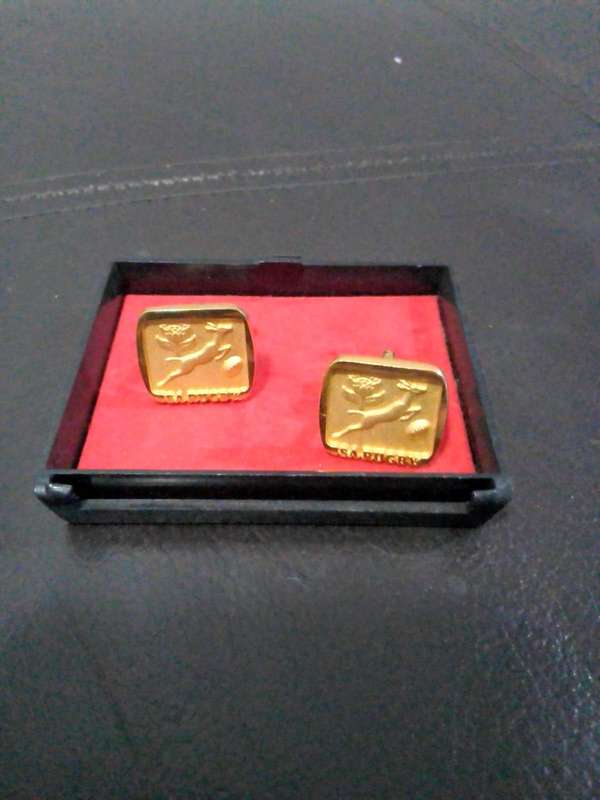 Vintage SA Rugby Springboks Gold-Tone Cufflinks