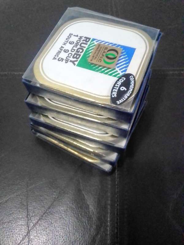 1995 Rugby World Cup Commemorative Coaster Set  Complete (6 Pieces)  South Africa