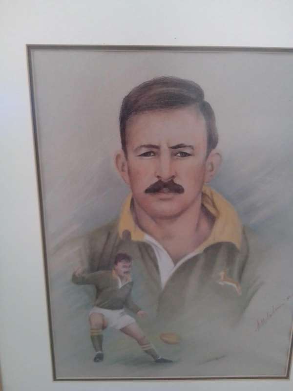 Signed Springbok Rugby Portrait  Artist: A. Melvin