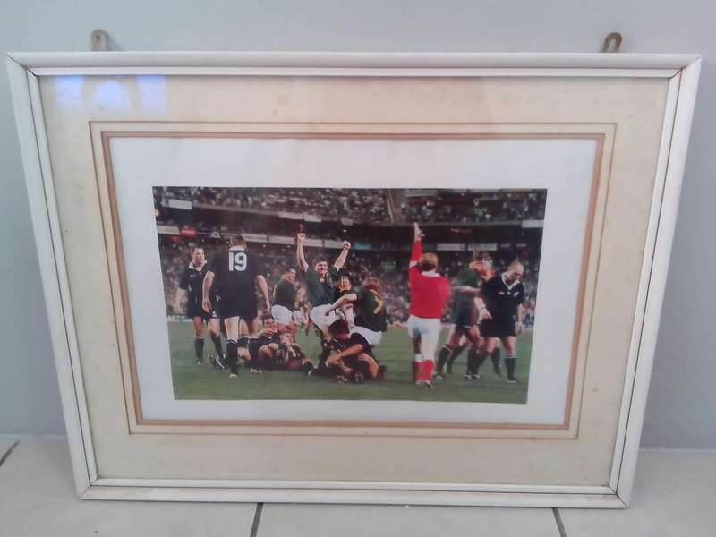 1995 Springbok vs All Blacks Framed Photo  Historic Rugby Moment
