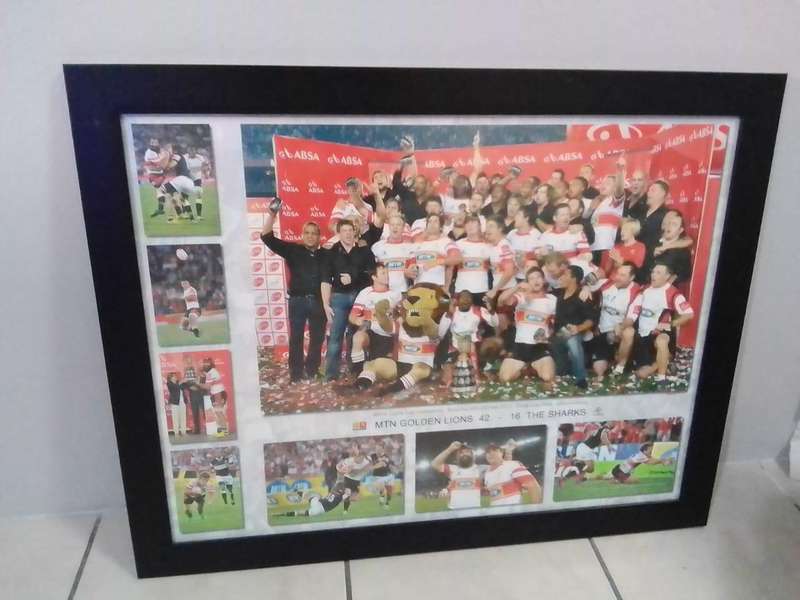  Framed MTN Golden Lions 2011 Currie Cup Champions Photo Collage  Rare Rugby Memorabilia