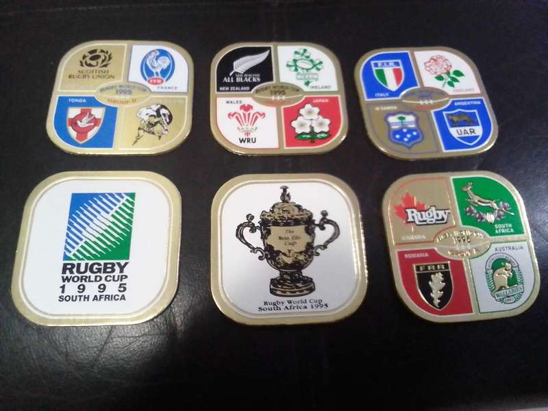 1995 Rugby World Cup Commemorative Coaster Set  Complete (6 Pieces)  South Africa