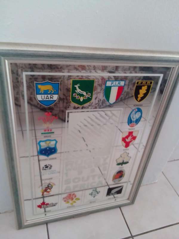 Framed 1995 Rugby World Cup Mirror  All Team Crests