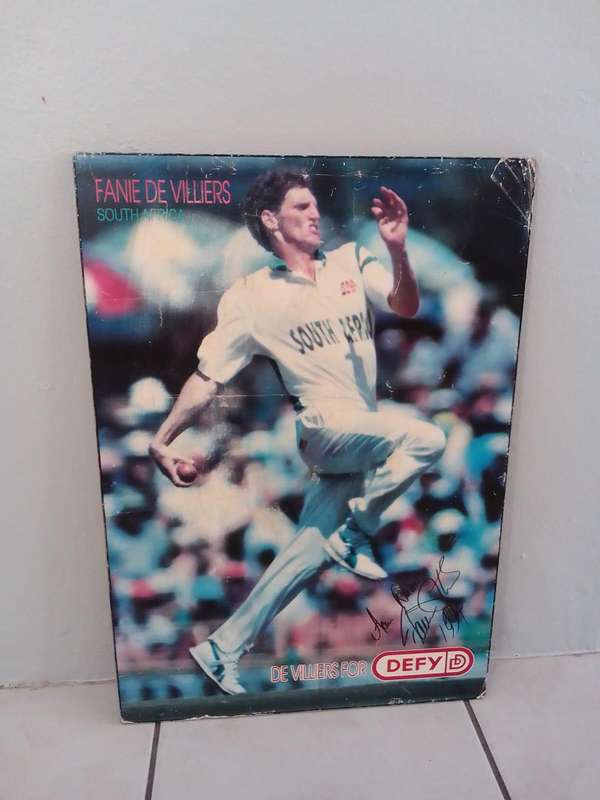Signed Fanie de Villiers Cricket Poster  1994