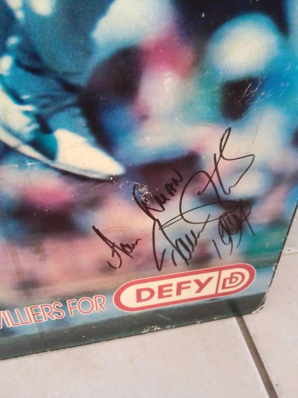 Signed Fanie de Villiers Cricket Poster  1994