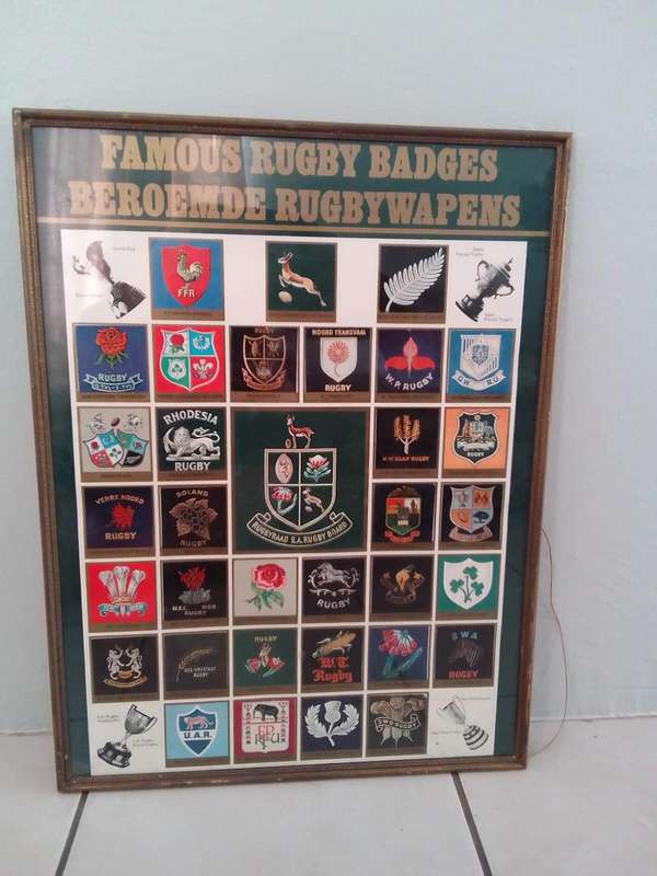 Vintage Famous Rugby Badges Framed Poster