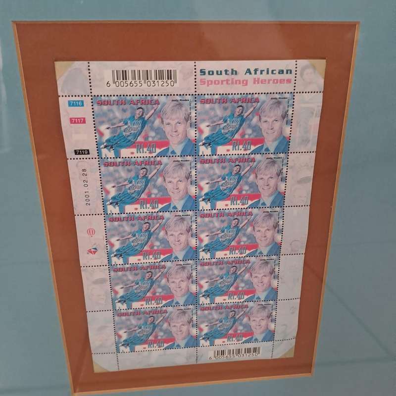 Framed South African Sporting Heroes Stamp Collection