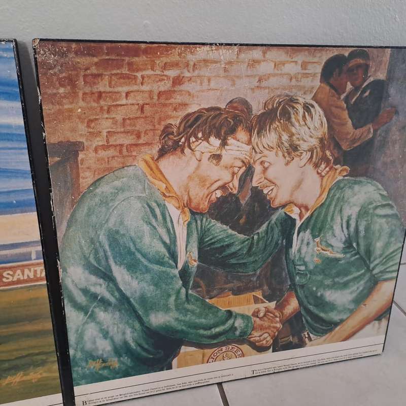 Set of 2 Vintage South African Rugby Artwork Prints