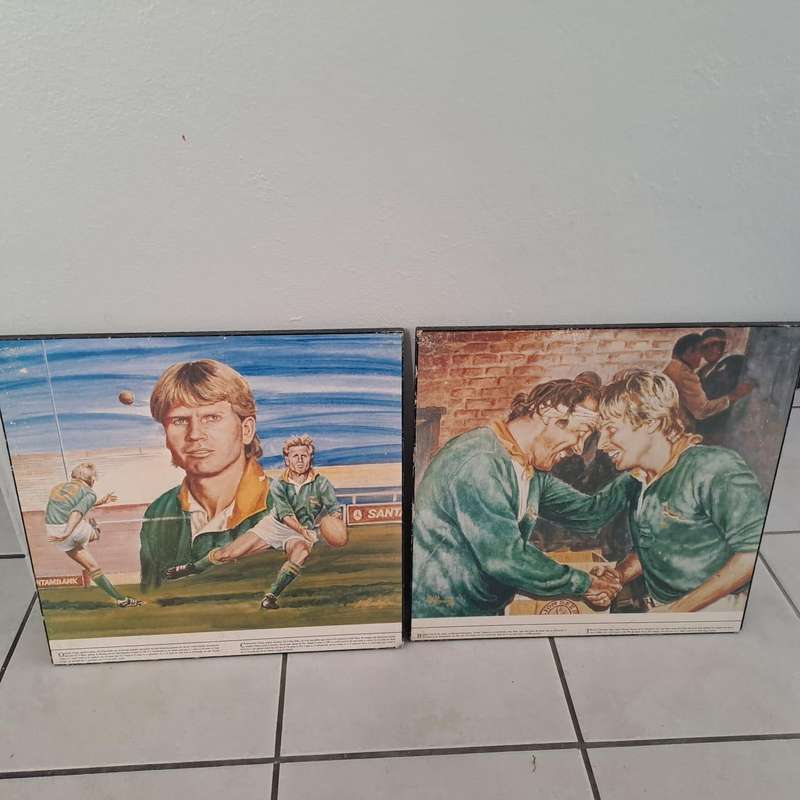 Set of 2 Vintage South African Rugby Artwork Prints