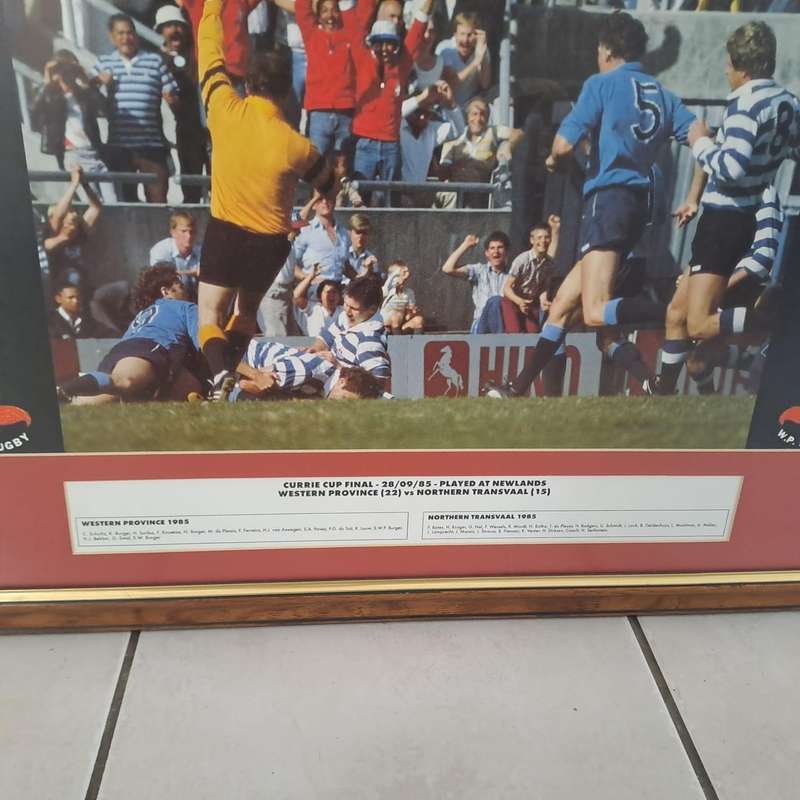 Framed 1985 Currie Cup Final Rugby Photograph  Western Province vs Northern Transvaal