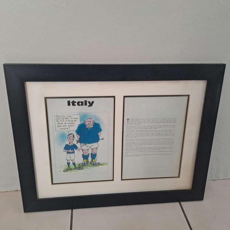 Framed Rugby World Cup Cartoon Collection  10 Nation Set