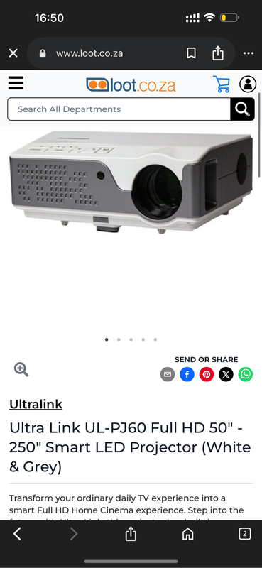 Ultra Link UL-PJ60 Full HD 50" - 250" Smart LED Projector (White & Grey)