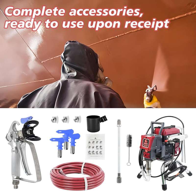 925 Airless Paint Sprayer Kit,High Efficiency Airless Painting Machine with 19.68" Extension,515,517
