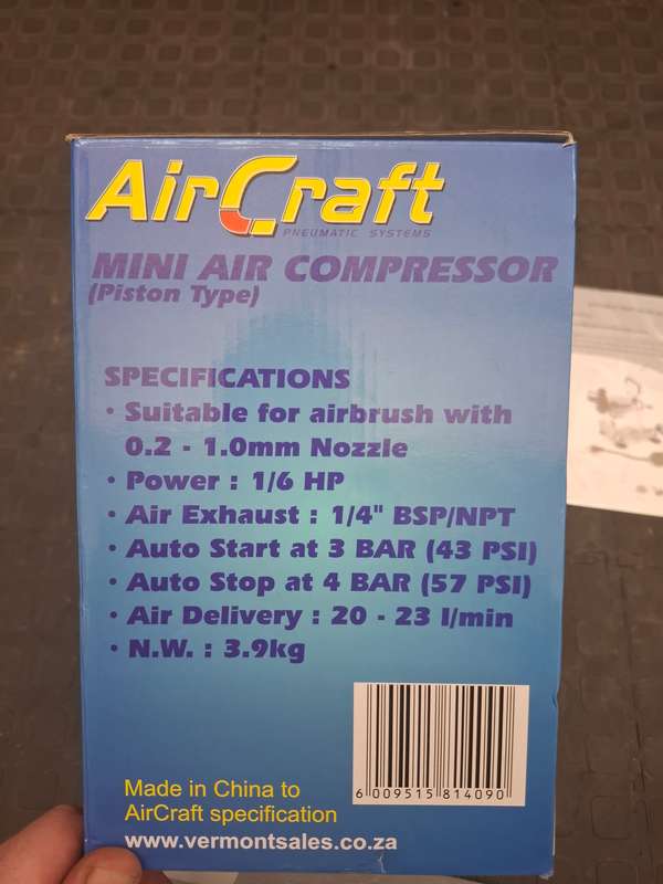 AirCraft COMPRESSOR FOR AIRBRUSH 1 CYL. W/REG & FILTER (SG Comp04)