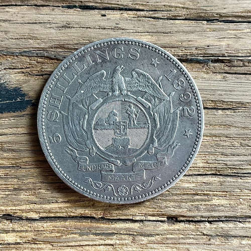 1892 ZAR 5 SHILLINGS - ELUSIVE DOUBLE SHAFT VARIETY