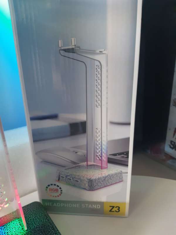 Headphone stand with rgb lights and 3 x usb ports (black)