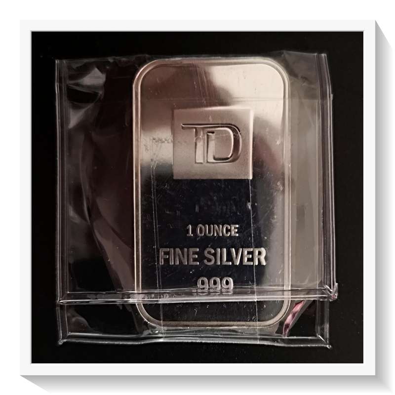 1 OZ FINE SLVER 99.9 Bullion Bar - TD Minted Bullion Silver - In Protective Sleeve*