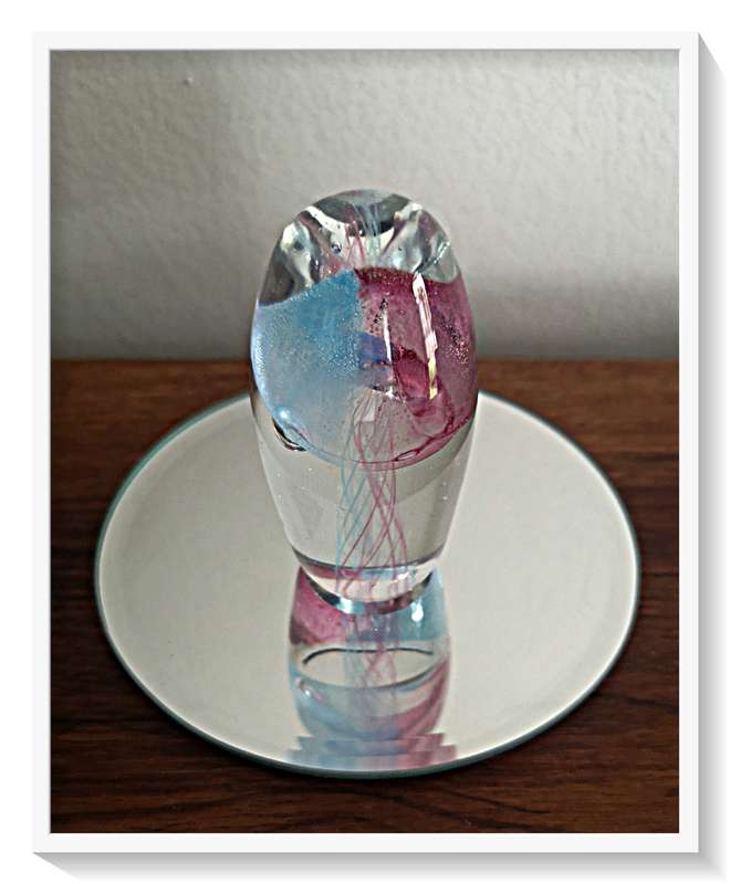 Most Exquisite Pink Purple and Blue Jellyfish Paperweight - Spoil your Desk with this Beauty *****