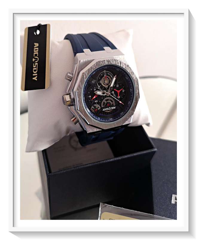 AOCASDIY Luxury Quartz Men's Multi-Functional Watch with Date Display and Polygon Dial - Deep Blue*