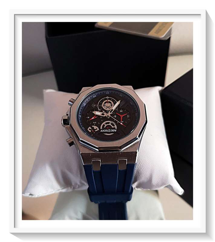 AOCASDIY Luxury Quartz Men's Multi-Functional Watch with Date Display and Polygon Dial - Deep Blue*