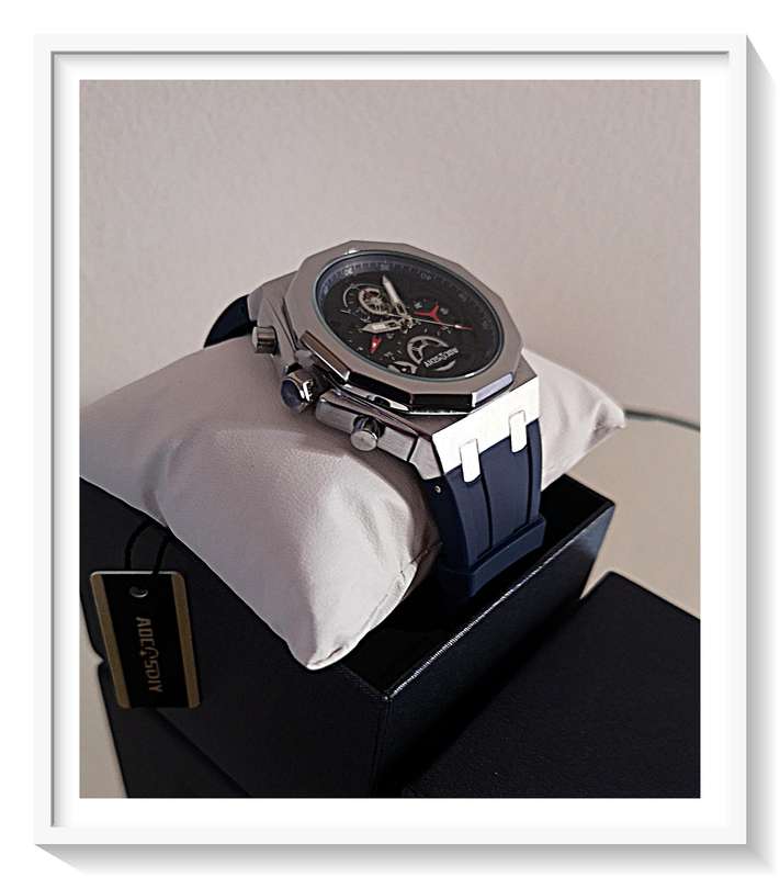 AOCASDIY Luxury Quartz Men's Multi-Functional Watch with Date Display and Polygon Dial - Deep Blue*