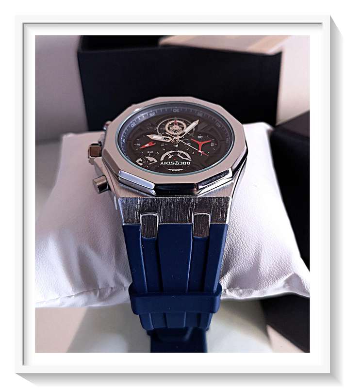 AOCASDIY Luxury Quartz Men's Multi-Functional Watch with Date Display and Polygon Dial - Deep Blue*