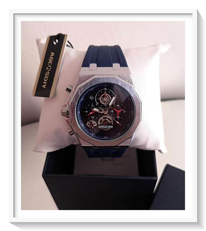 AOCASDIY Luxury Quartz Men's Multi-Functional Watch with Date Display and Polygon Dial - Deep Blue*