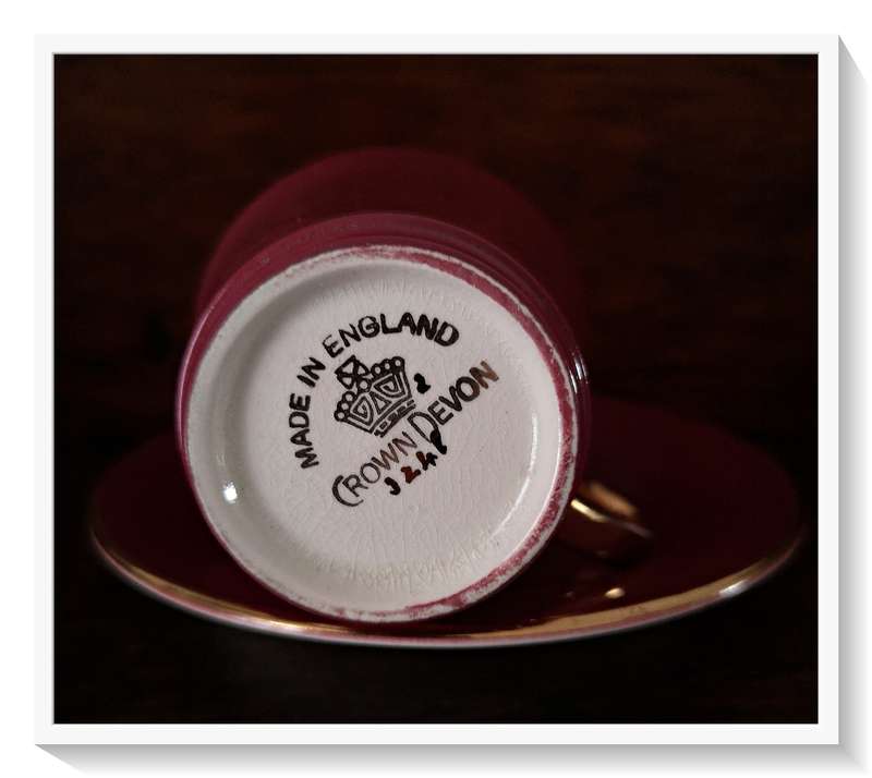 A Fabulous Little Crown Devon Mini Teacup in Gold and Red Made in England