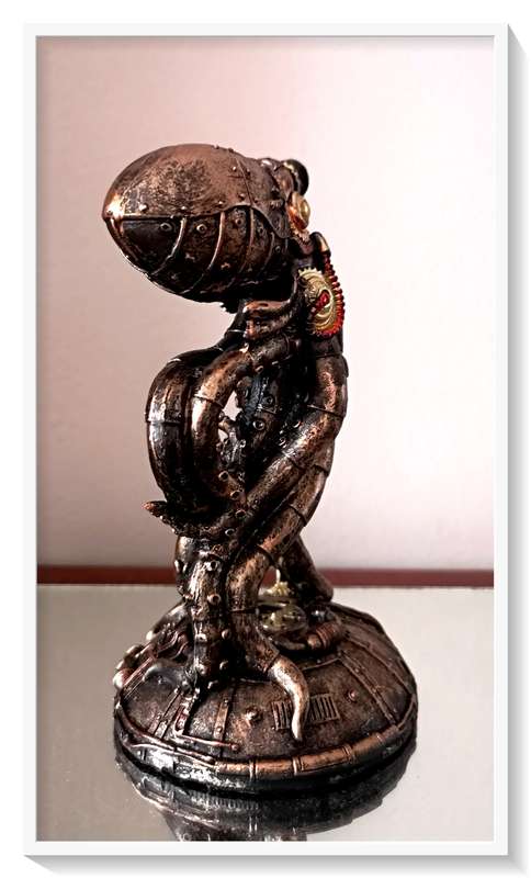 A Fantastic Steampunk Octopus Figurine - Resin Cast and Hand-Painted - Dimensions 100mm by 180mm