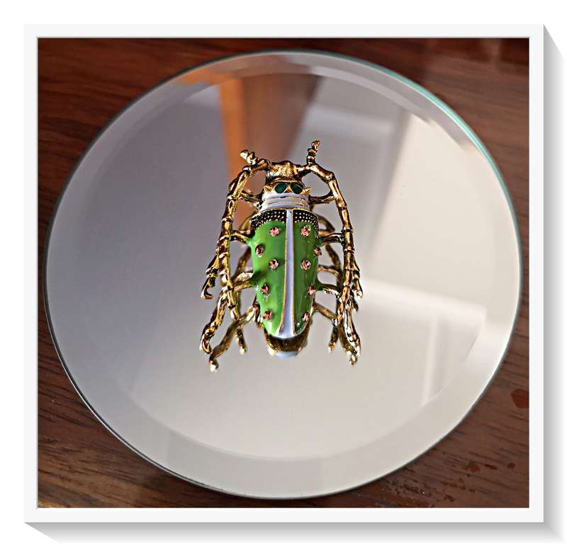A Glamorous Green and Gold Beetle Insect Brooch - Unique and Naturalistic Designer Fashion Brooch