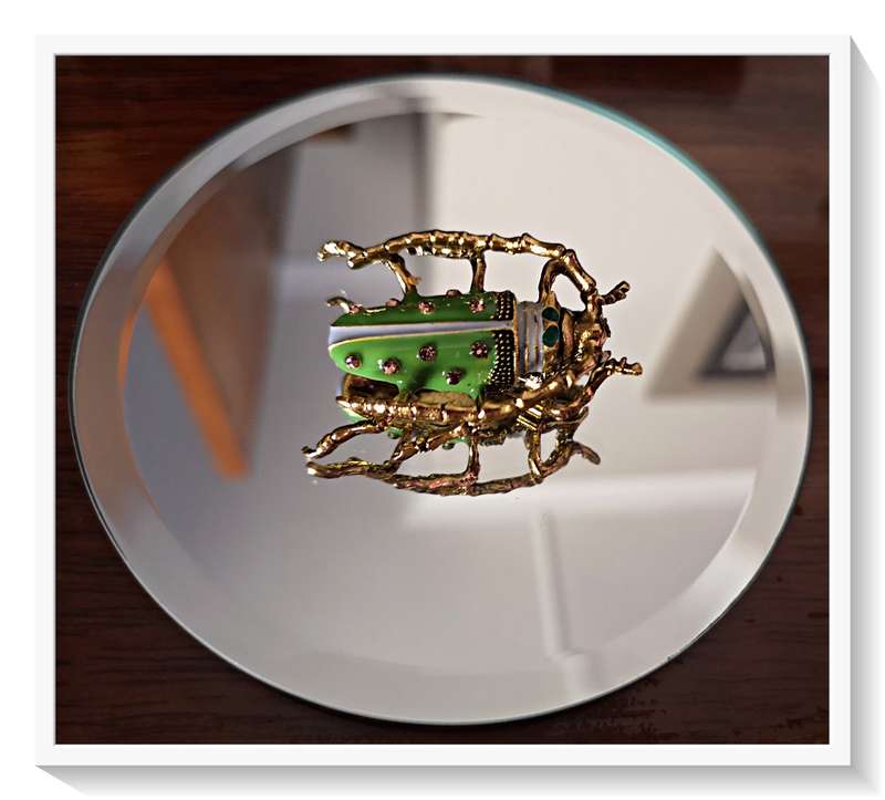 A Glamorous Green and Gold Beetle Insect Brooch - Unique and Naturalistic Designer Fashion Brooch