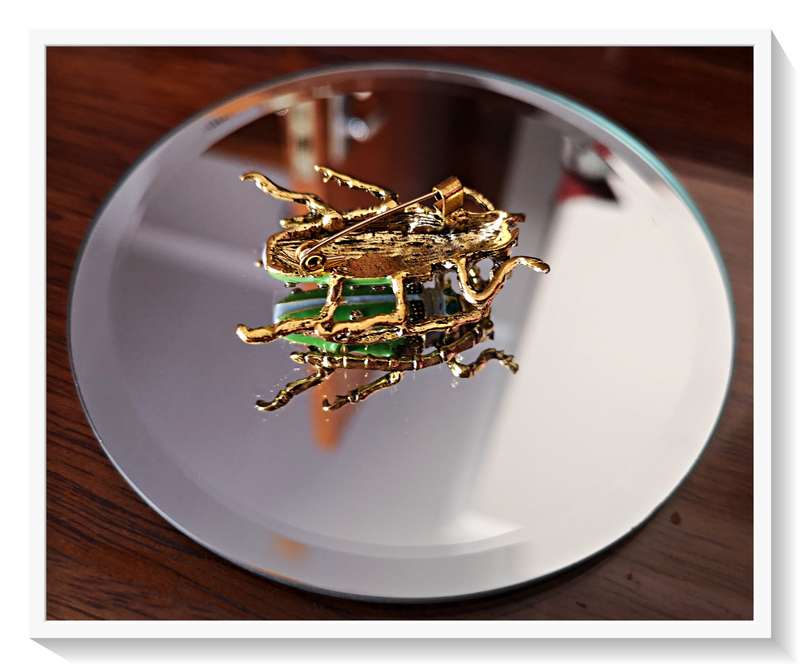 A Glamorous Green and Gold Beetle Insect Brooch - Unique and Naturalistic Designer Fashion Brooch