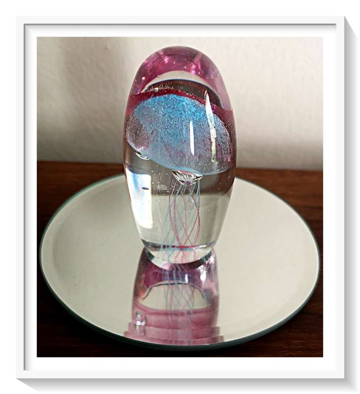 Most Exquisite Pink Purple and Blue Jellyfish Paperweight - Spoil your Desk with this Beauty *****