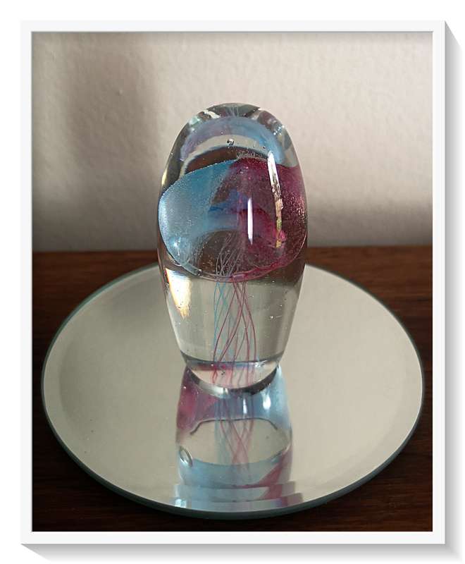 Most Exquisite Pink Purple and Blue Jellyfish Paperweight - Spoil your Desk with this Beauty *****