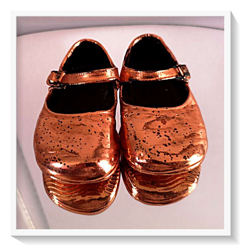 A Pair of Vintage Shoes Dipped and Cast in Copper - In Pristine Condition Dimensions 130mm x 60mm