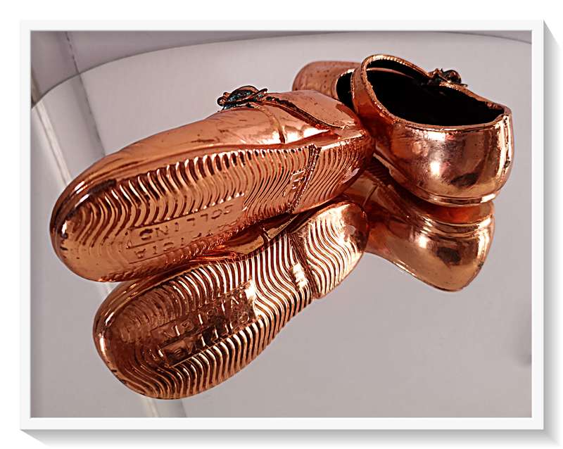 A Pair of Vintage Shoes Dipped and Cast in Copper - In Pristine Condition Dimensions 130mm x 60mm