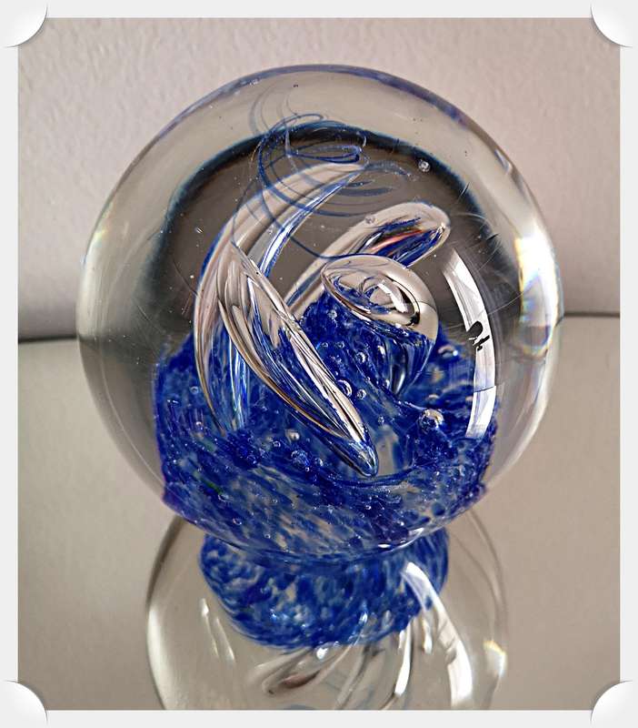 A Phenomenal Large Murano Glass Paperweight with Large Controlled Vortex Bubbles - Dimensions - 95mm