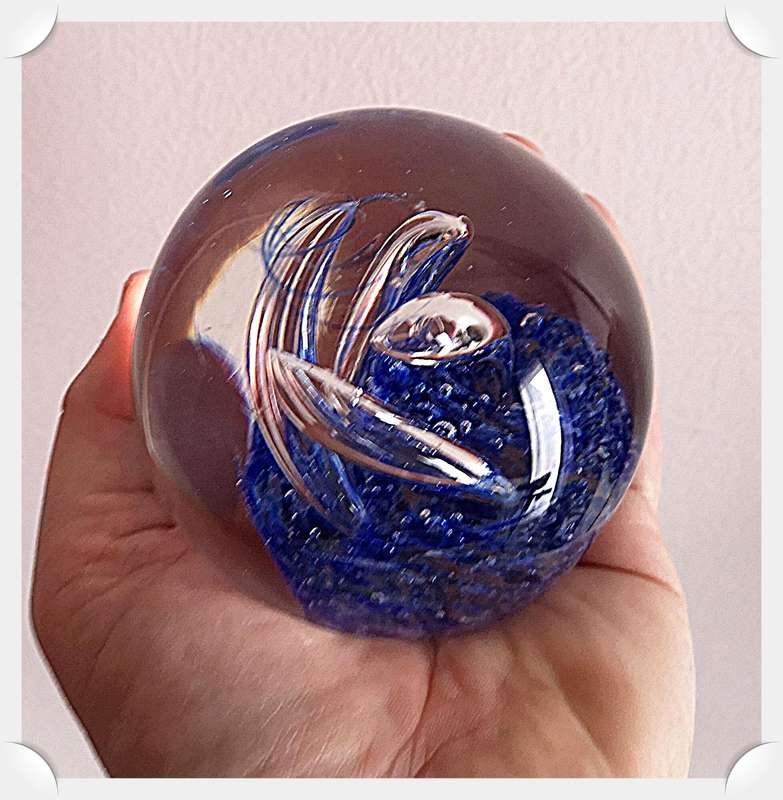 A Phenomenal Large Murano Glass Paperweight with Large Controlled Vortex Bubbles - Dimensions - 95mm