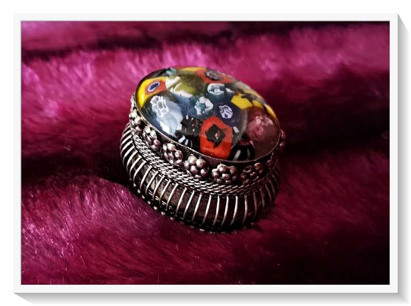 A Precious Psychedelic Millefiori Style Metal Trinket Box Vessel for Him/Her  - Only 35 SHIPPING*