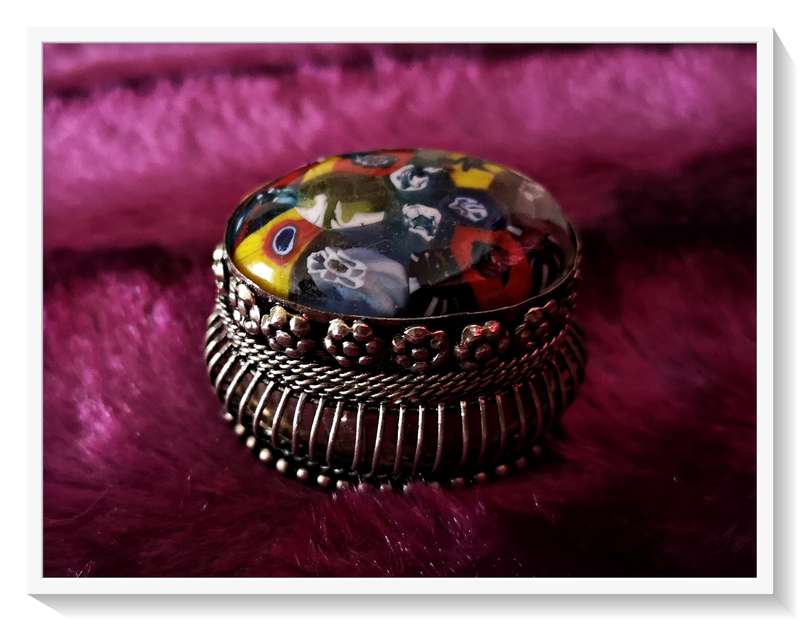 A Precious Psychedelic Millefiori Style Metal Trinket Box Vessel for Him/Her  - Only 35 SHIPPING*