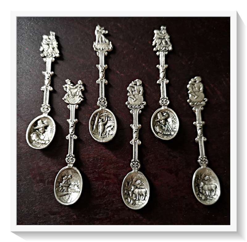 A Set of Six Ornate and Delicate Vintage Teaspoons - Made in Holland - In Beautiful Condition***