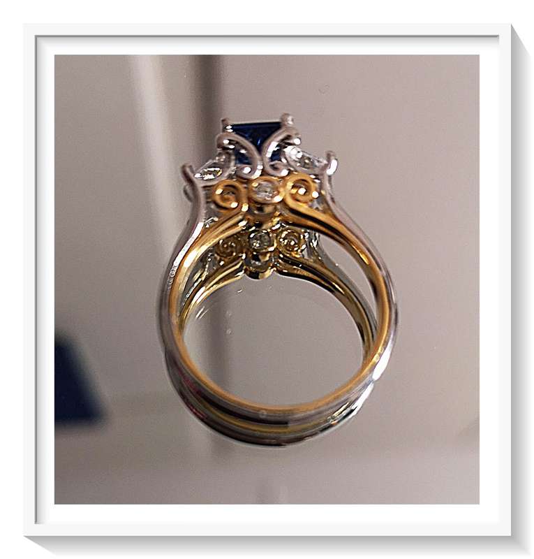 A Spectacular Sterling Silver Ring with Zircons and Vivid Blue Simulated Stone - Size 7 For Her